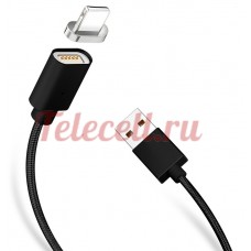 Магнитный USB кабель для Lighting  разъём с Led индикатором (черная)