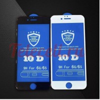 Цветное защитное 10D стекло на iPhone 6G/6S белое и черное