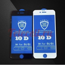 Цветное защитное 10D стекло на iPhone 7P/8P белое и черное